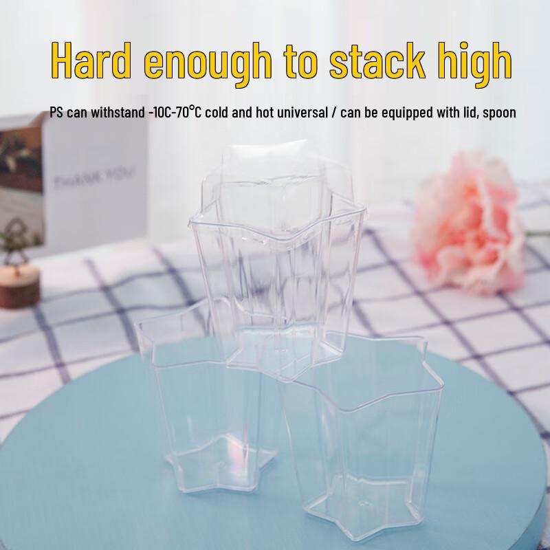 Disposable Star Mousse Cups with Lids and Spoons