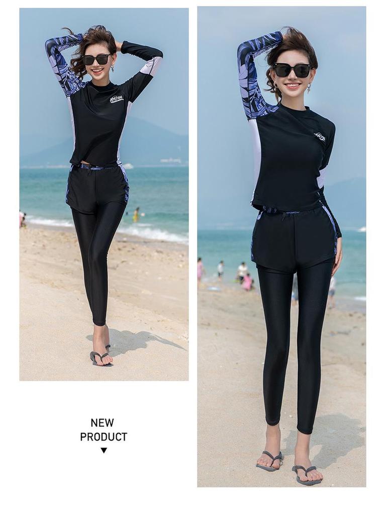 Women's Plus Size Digital Print Swimsuit Set for Snorkeling, Surfing, and Diving