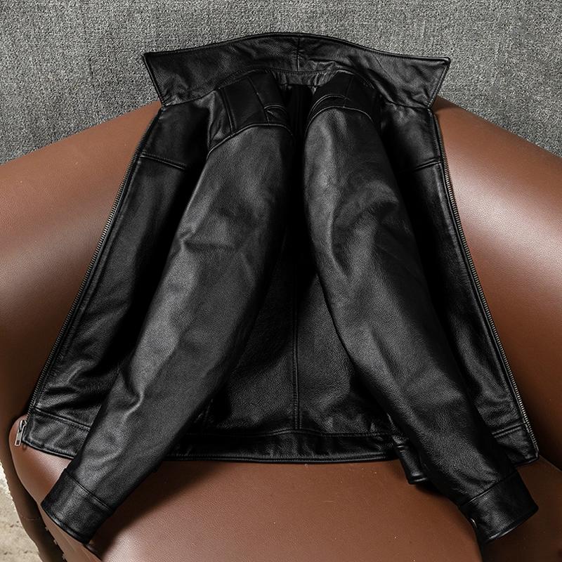 Giacca in Vera Pelle Uomo Corta Business Casual Vera Pelle Bovina Giacca Biker