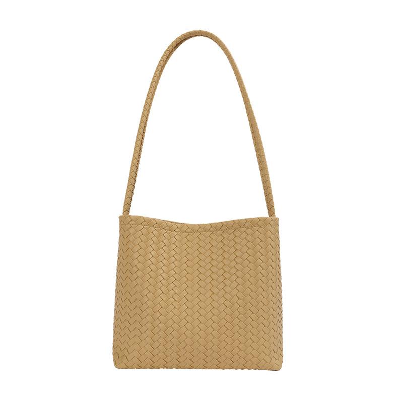 Summer new fashionable retro woven handbag niche high value large capacity shoulder crossbody bucket bag