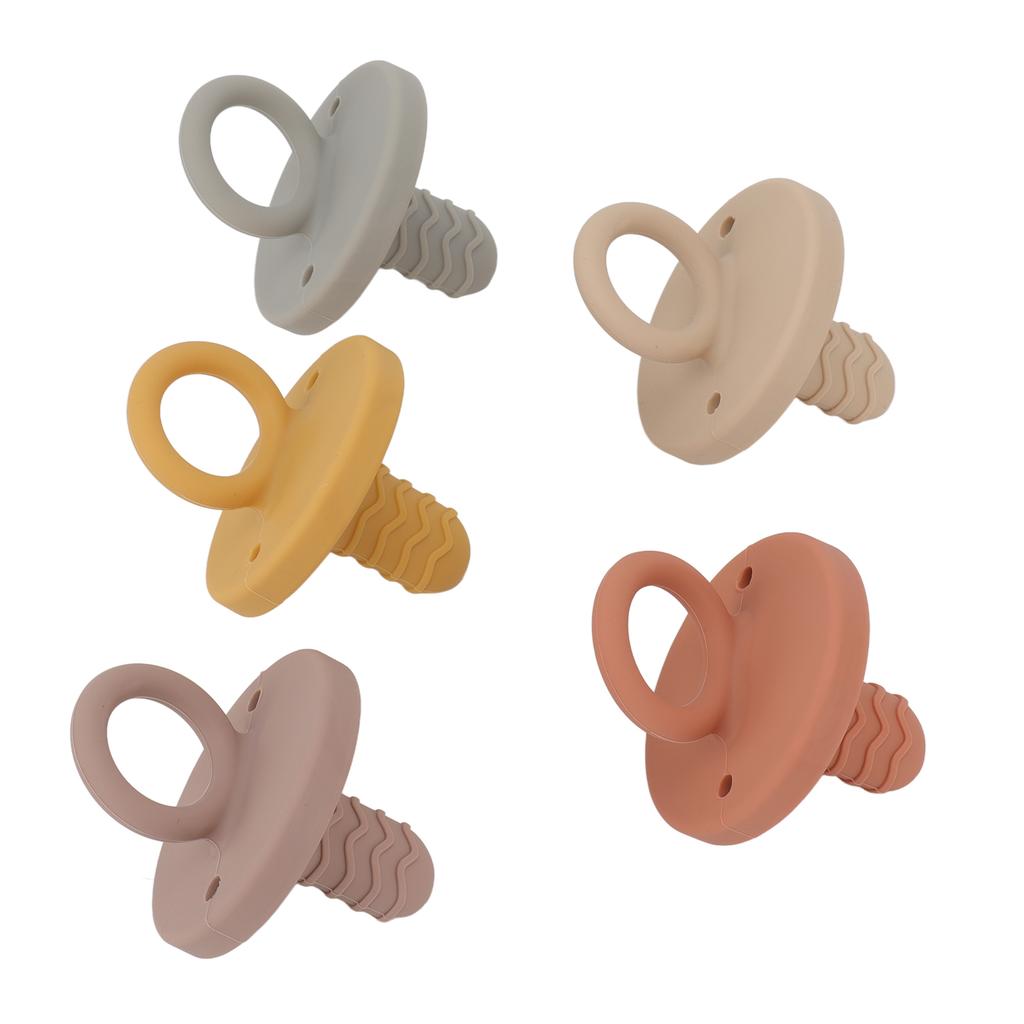 5PCS Infant Soother Pacifiers with Handle Full Silicone Newborn Baby Comfort Pacifier for Sleeping