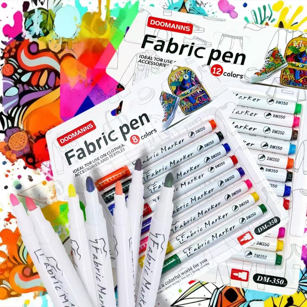 8/12 Stück Stoffmalstift, Ideal für die Verwendung auf Stoff, Accessoires und Textilien, DIY T-Shirt, Rucksack, Schuhe