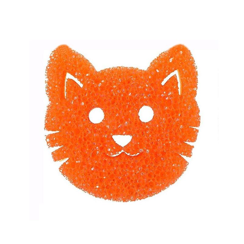 

Double-Layer Cat-Face Temperature-Sensitive Sponge For Washing Dishes, Pots, Glass Stovetops, And Kitchen Cleaning. C