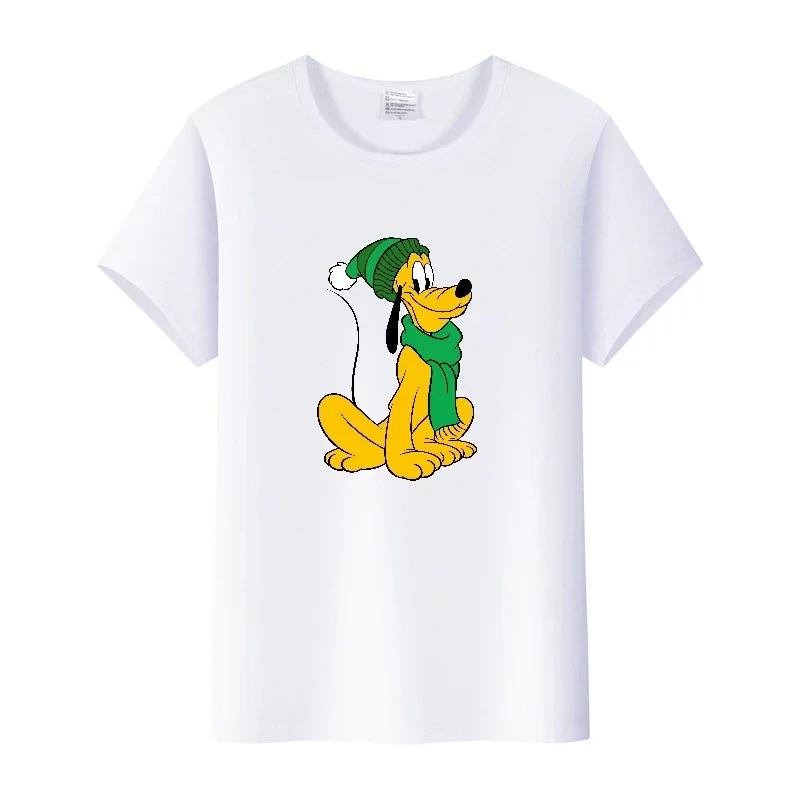 Funny Disney Cartoon Tees Mickey Mouse Pluto Graphic Woman Summer Crop Tops Mens T-Shirts Loose Clothing Grunge Y2K Blouses