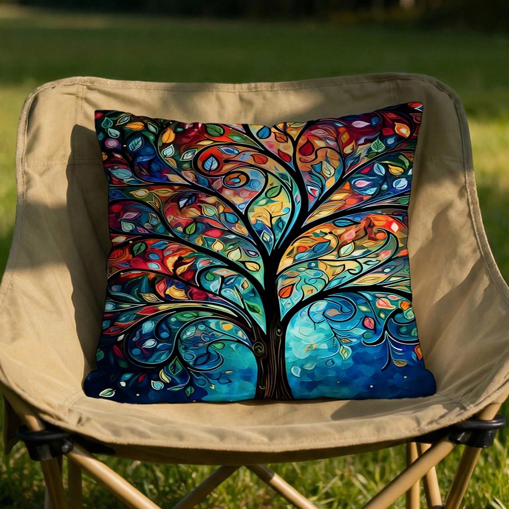 Colored Tree Cushion Cover Soft Reversible  Durable Pillow Cover  MultiScene Use for Home  Car Daily Comfort