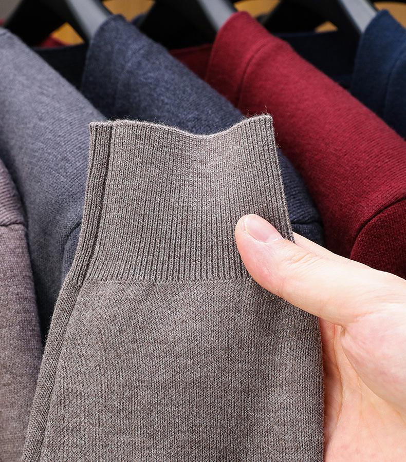 Men's Thick Wool Deep V-Neck Cardigan for Autumn/Winter - Double-Sided Style for Middle-Aged and Elderly