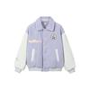 Sport Lifestyle Series Letter Color Block Single-Breasted Collar Lamb Fleece Pilot Jacket Women Jackets Stone-Purple L423W077-00FW