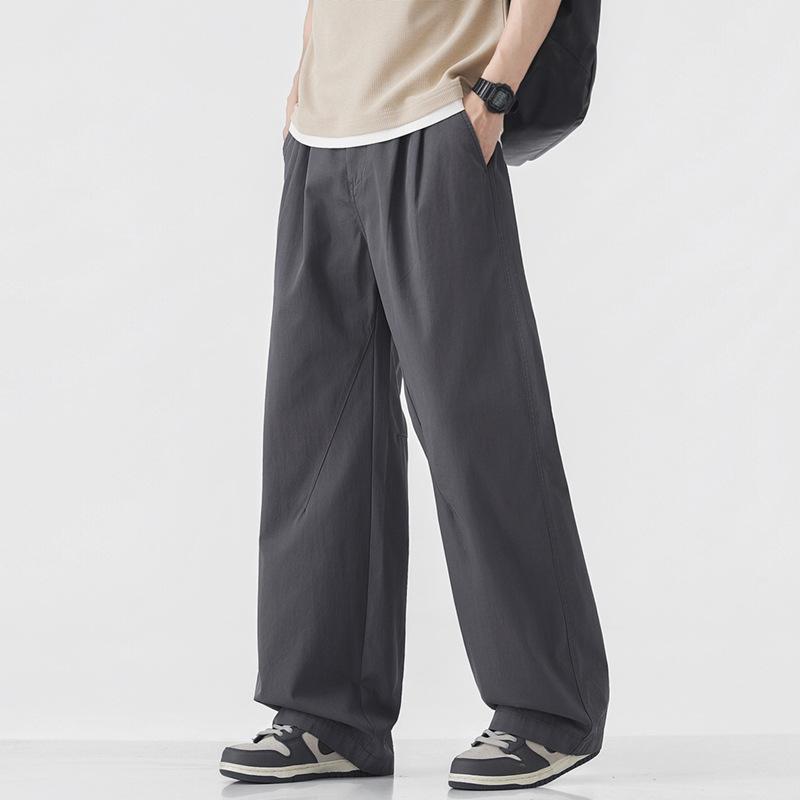 Simple wide-leg pants men's spring and summer new loose straight casual pants youth fashion drape trousers