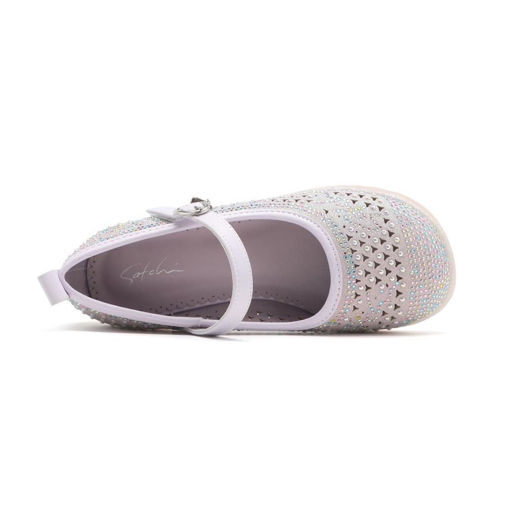 Spring and Autumn Shachi Middle Aged Girls Sweet Diamond Pearl Glitter Low Heel Princess Shoes Leather Shoes