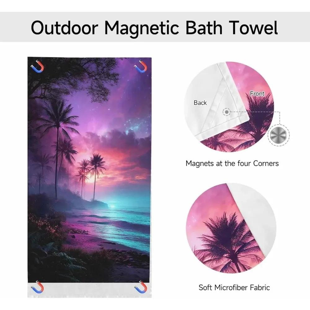 Artistic Starry Sky Palm Tree Beach Towel, Tropical Hawaiian Quick Dry Absorbent, Large Sandproof Travel Pool Camping Essentials