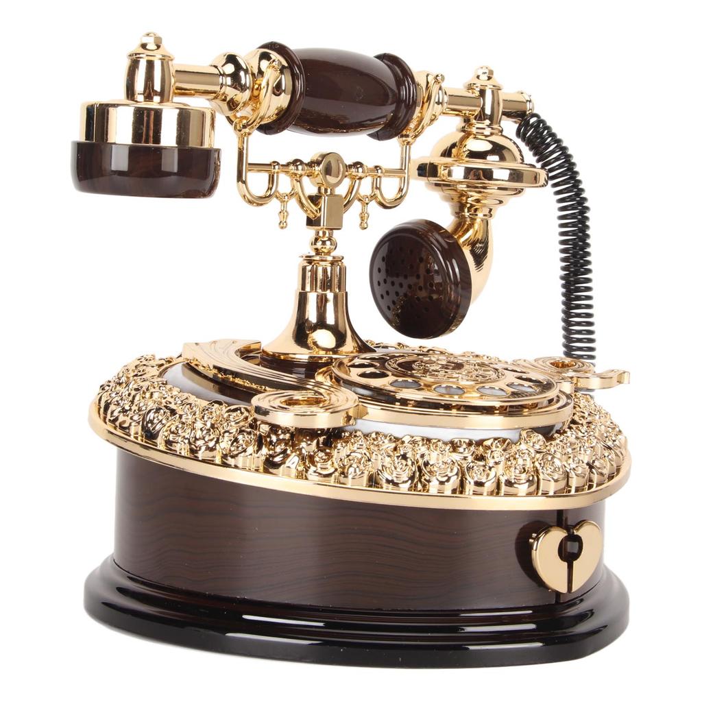 Vintage Music Box Light Luxury Innovative Elegant Heart Shaped Mechanical Old Telephone Music Box