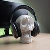 Gothic Desktop Decor 3D Printed Open Mouth Skull Headphone Stand, Skeleton Organizer for Men Organizer, DIY Paintable Ornament Gaming Room