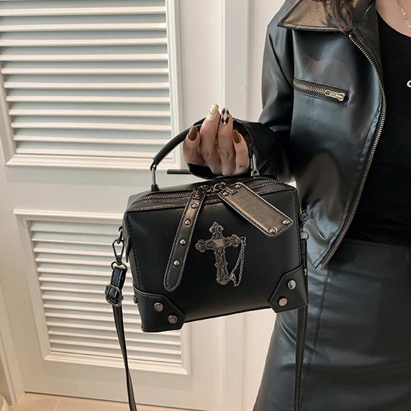 Y2k Korean Women Harajuku Vintage Gothic Black Hand Bag Female Aesthetic Elegant Punk Wallet Purse Handbags Shoulder Trend Bags