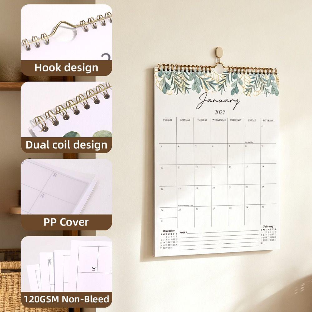 Oil Painting Style 2027 Flower Desk Calendar Foldable English Calendar Double-coil Calendar  Office