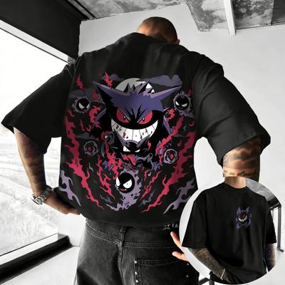 2026 Pokémon Anime Gengar Peripheral New Printed Short Sleeved Men's and Women's Loose Sports Comfortable Cotton Couple T-shirt