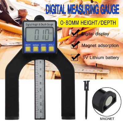 Digital Height Depth Gauge Slide Caliper Vernier Ruler Metric Measuring Woodworking Router Table Saw Tool Depthometer