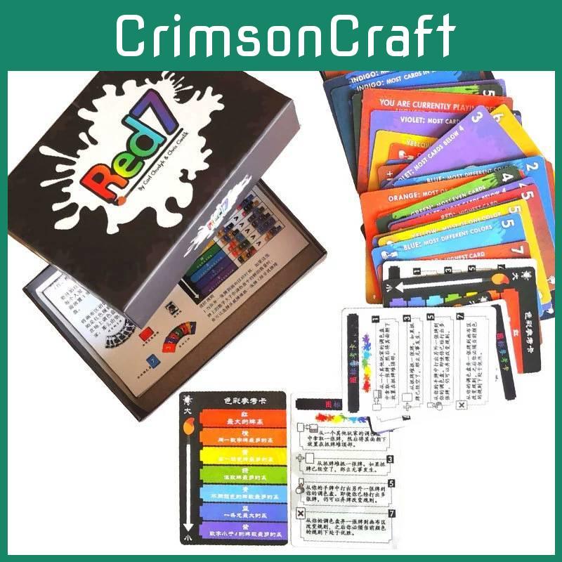 Red 7 Card Game Tabletop With Paper For Party And Family Entertainment