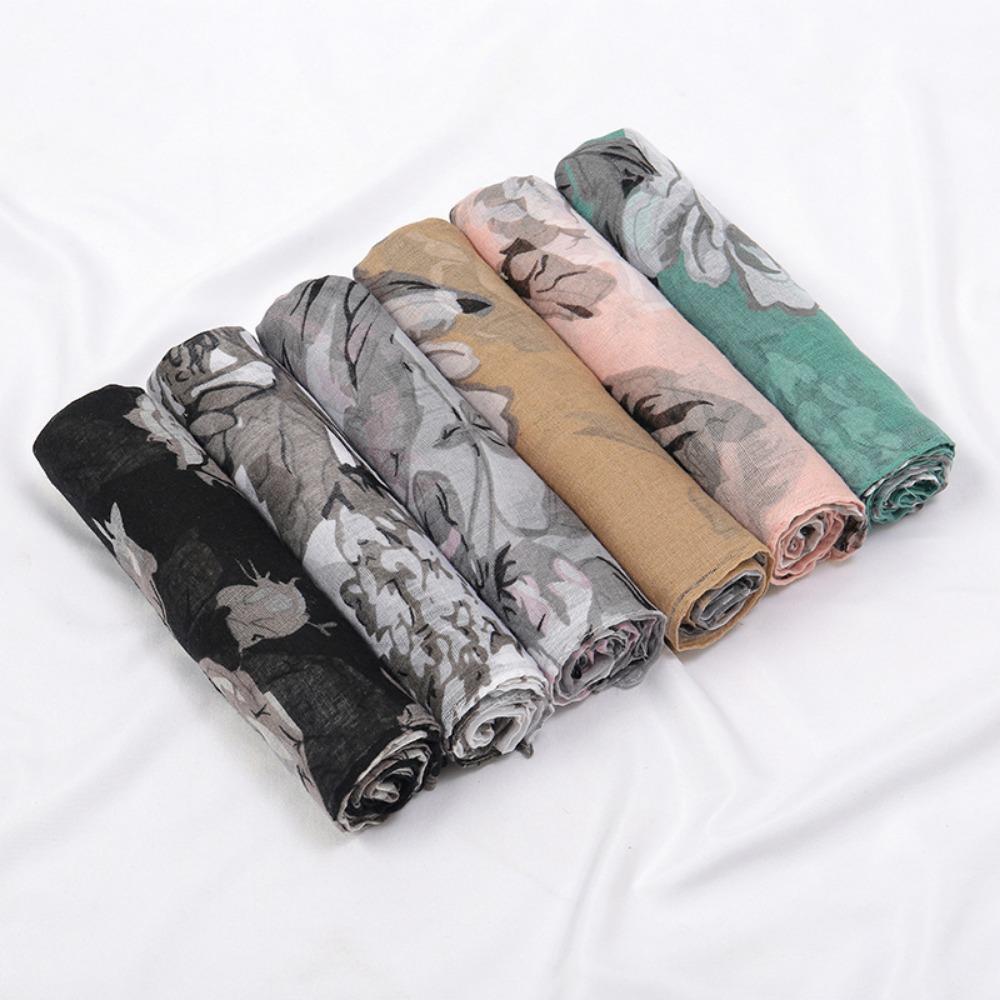 180*85Cm Fashion Retro Big Floral Viscose Scarf Lady Print Voile Shawls And Wraps Pashmina Foulards Muslim Hijab