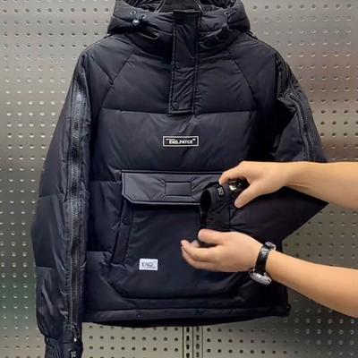 Men's Winter Jacket Warm Hooded Jacket Zipper Warm Lightweight Jacket Casual Plus Size Warm Jacket Lined Padded Jacket