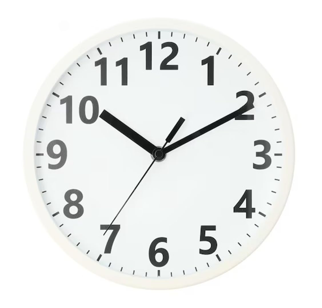NITORI Hand Wall Claire 23cm x x 23cm 8172757 Step-Second Clock, 23ST, White, (W) 4.5cm (D) (H), белый