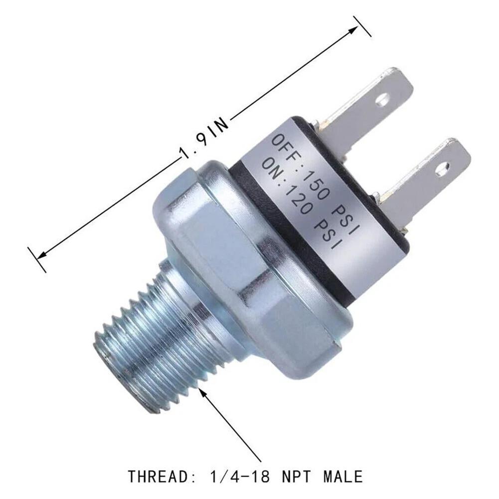 2Pcs Pressure Switch 120-150 PSI Air Compressor Pressure Switch 1/4" NPT External Thread Quick-connect For Pneumatic Systems