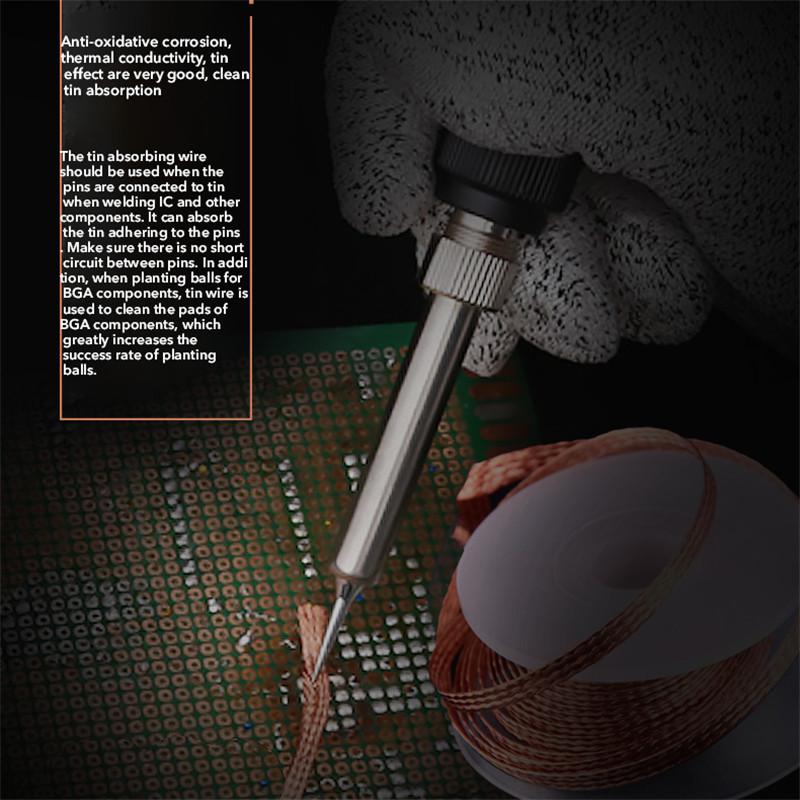 Desoldering Braid Tape Copper Solder Wire Soldering Wick Tin Solder Removal Braid Welding Wire BGA Repair Tool 1.5/2/2.5/3/3.5mm