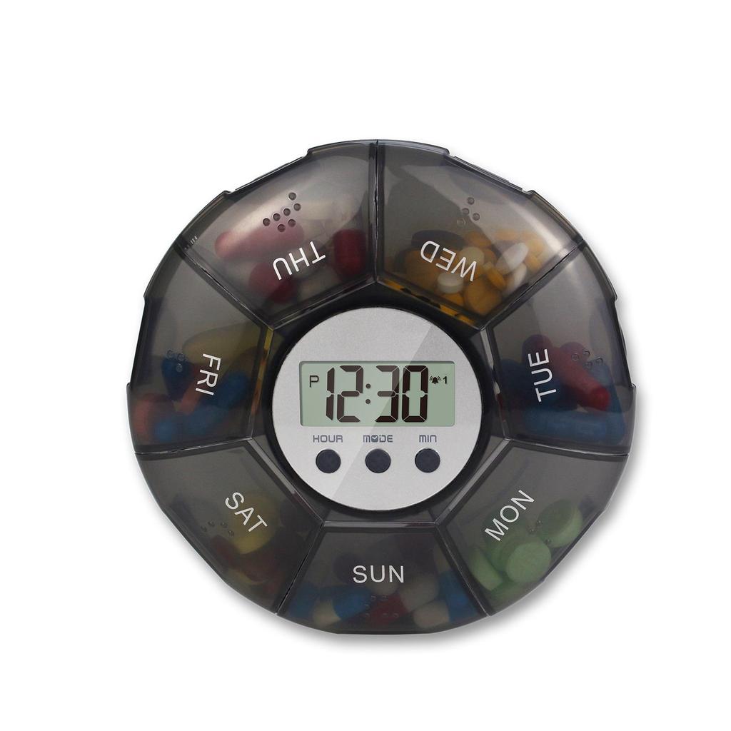 Electronic Timed Pill Box with Pre-recorded Alarm Reminder for Medication