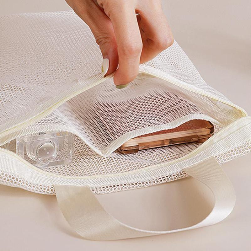 Mesh Makeup Toiletry Storage Bags Handbags Portable Travel Washing Body Shower Tools Organizer Hanging Cosmetic Organizer Pouch