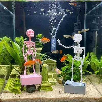 Dancing Skeleton Aquarium Bubbler Ornament 3D Printed Eco-Friendly Resin Fish Tank Decor for Freshwater Aquariums