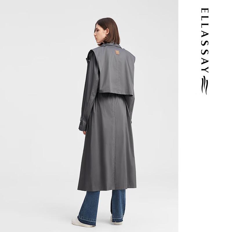 ELLASSAY Women's Lightweight Cotton Blend Long Trench Coat