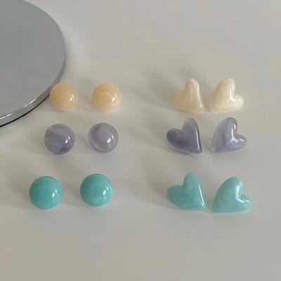 Jelly Color Resin Love Stud Earrings Women'S Simple Personality Fashion Unique Niche Temperament Elegant Versatile Earrings