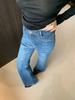 Autumn American one-word pocket micro-pull jeans women's versatile micro-elastic pants women