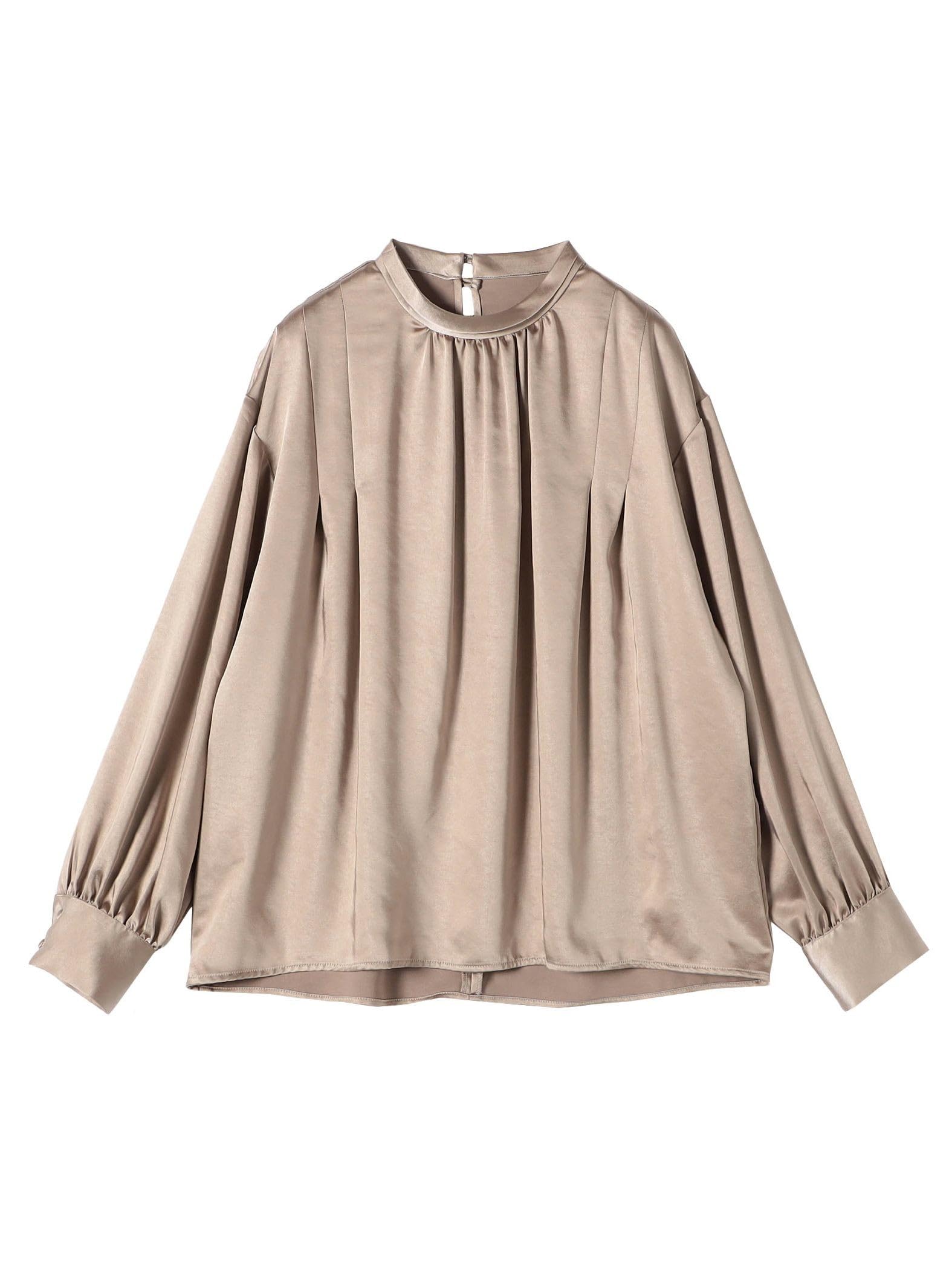 

Ships Colors Women s Hand Washable Satin High Neck Tuck Blouse, Khaki, 221110028, One Size