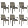7 Piece Garden Dining Set with Cushions Gray Poly Rattan