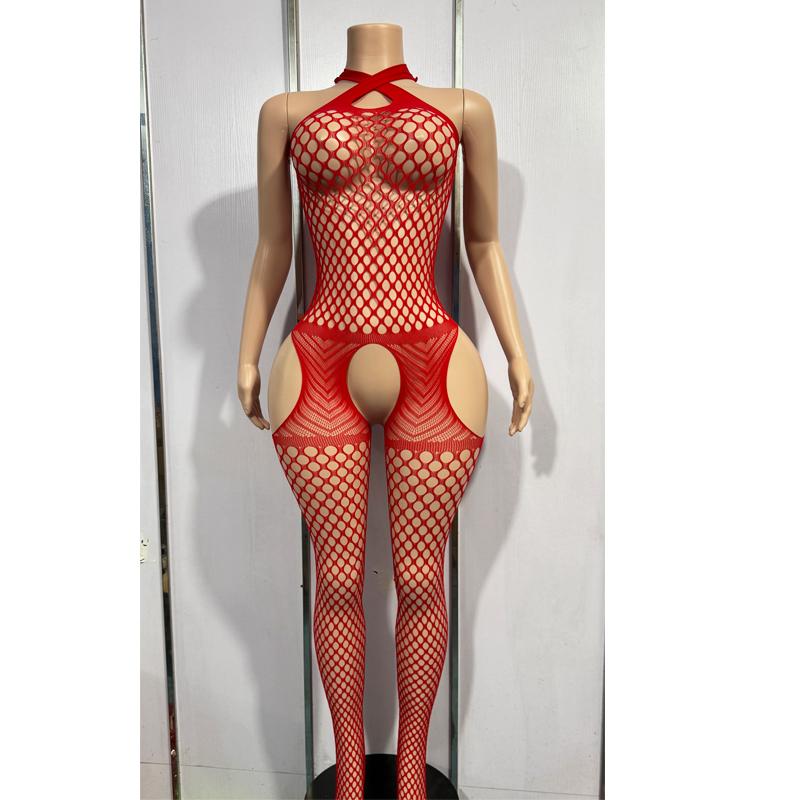 Underwear Crotchless Babydolls Dress Costume Sexy Halter Neck Bodystockings Fishnet Hollow Baby Dolls Lingerie Women