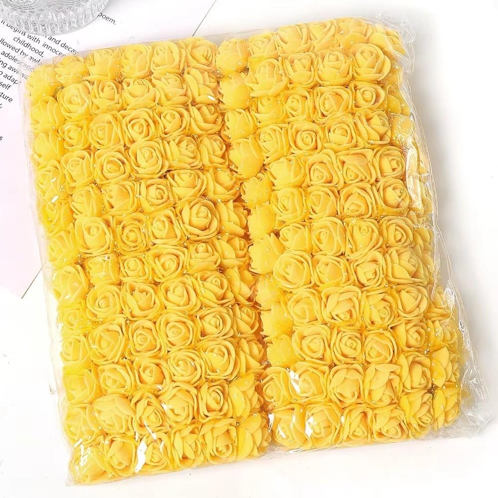 

144Pcs Multicolor Foam Artificial Flower Mini Rose Wreath Accessorie Foam Fake Flowers DIY Artificial Flower Craft жёлтый