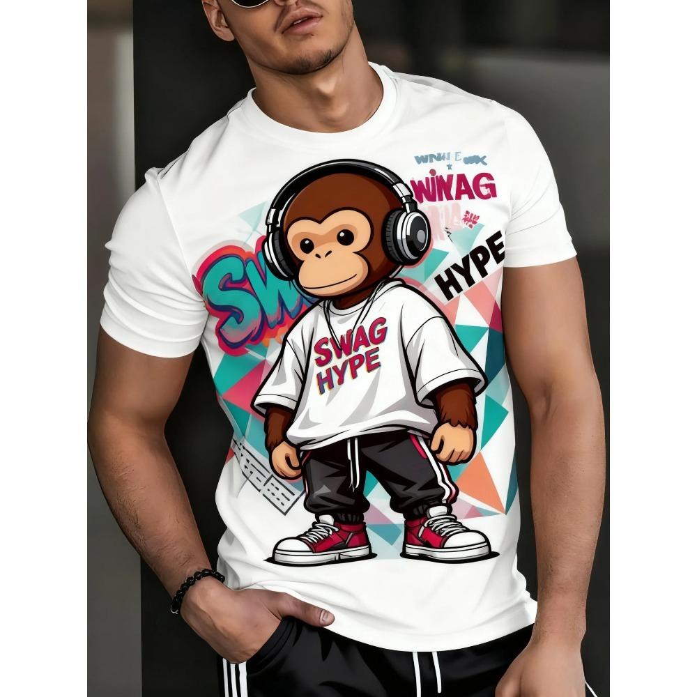 Cartoon Animal Print Men's T-Shirts Funny 3D Wolf Pattern Oversized Short Sleeve Streetwear Casual O-neck T-Shirts