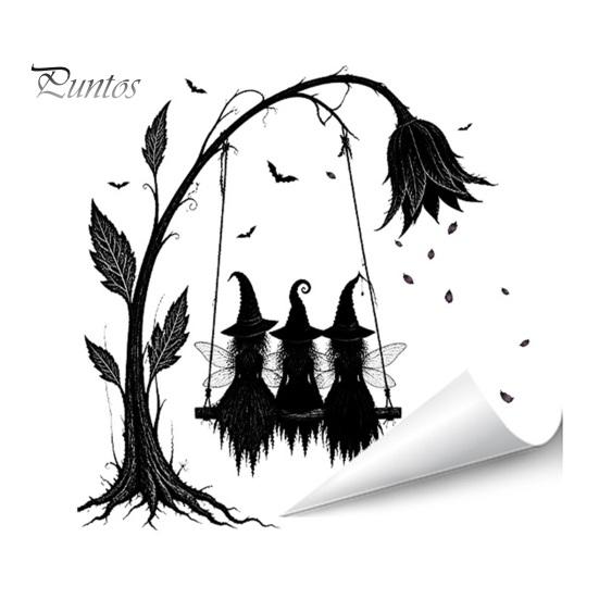 Holiday Atmosphere Window Embellishments Halloween Static Sticker, Castle/Bat/Pumpkin/Bouquet Printed, PVC Waterproof Festive Autumn Festival