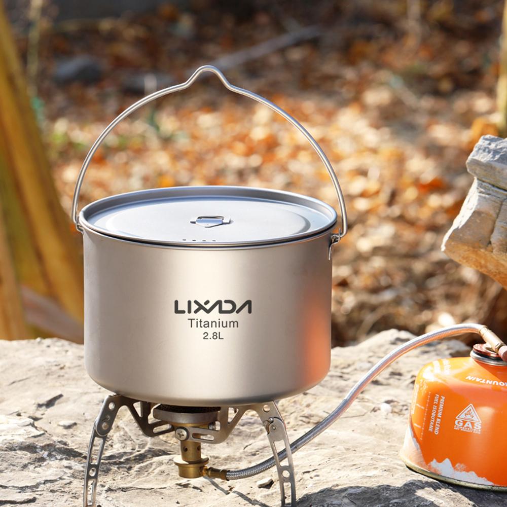 Lixada 2.8L Topf Tragbarer Hänge Topf mit Deckel Outdoor Camping Wandern Rucksacktouren