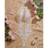 Erotic Hanging Neck Style Underwear Teddy Doll Transparent Deep V Flower Lace Sexy Lingerie Crotchless Bodysuit Pajamas Clothing