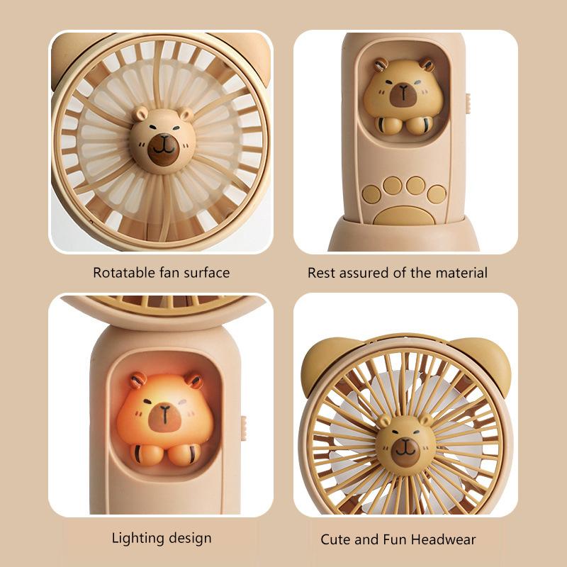 Cute Cartoon Capybara Portable Mini Pocket Cooling Fan  Detachable Dock Handheld Fan Outdoor Usb Charging Small Fan Gifts