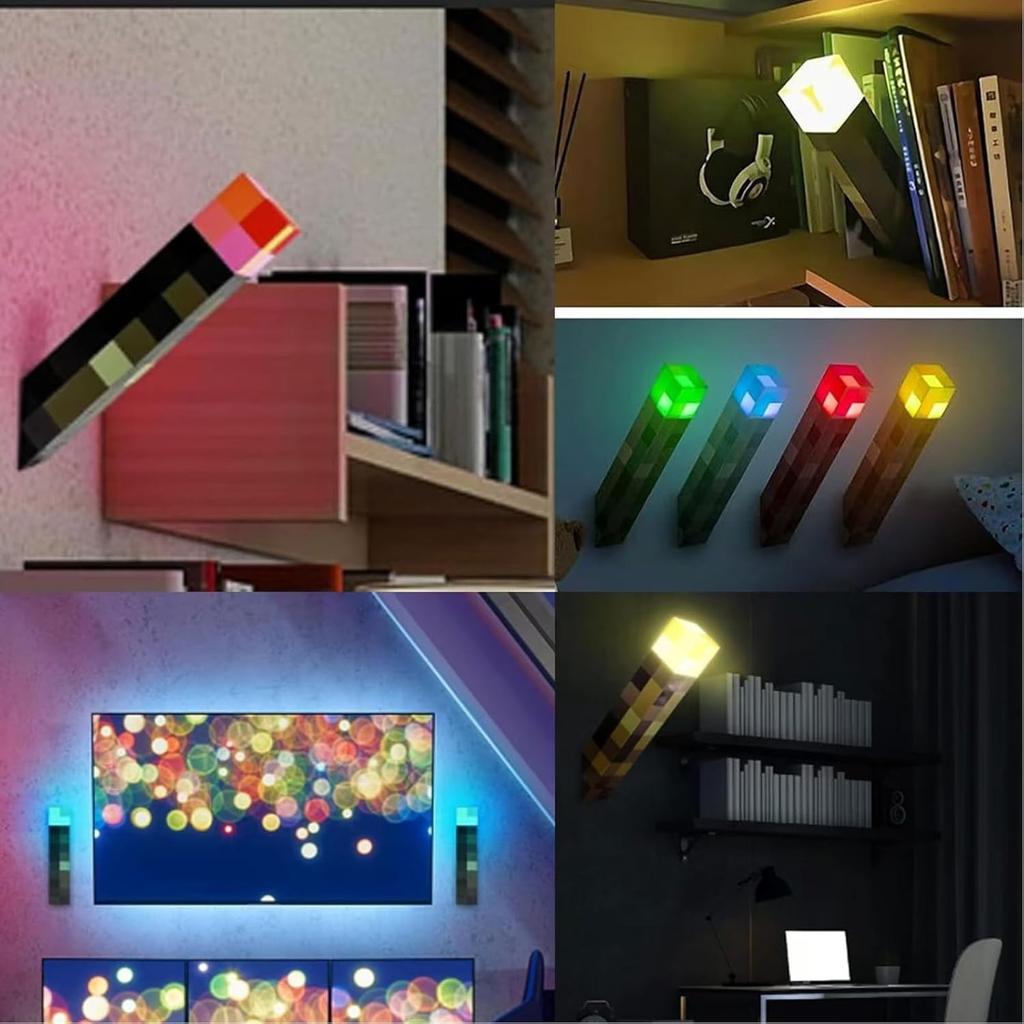 Glowing Wall Torch Lamp Flashlight - USB Rechargeable Night Light, 4 Light Options- Wall-Mounted or Handheld LED Lighting for Kids’ Playroom