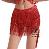 Women's Elastic Waist Sequin Fringe Mini Skirt Loose Fit Chiffon Dance Hip Scarf Belly Dance Performance Party Wrap Skirt