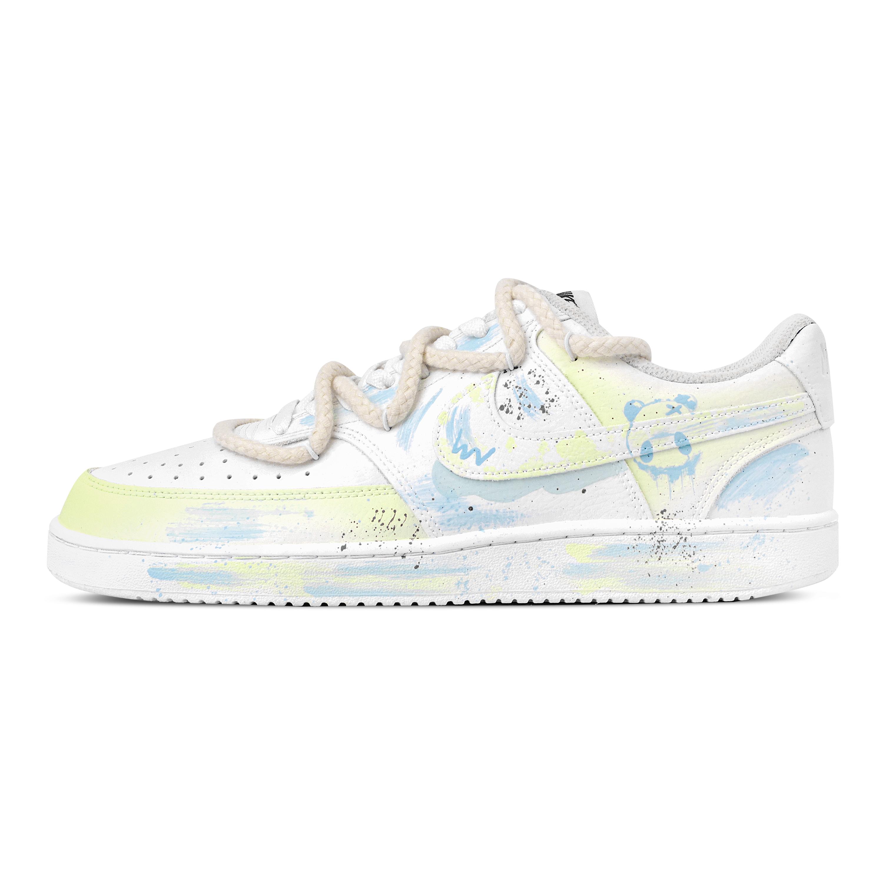 

Nike Court Vision 1 Ink Graffiti Bear Abrasion Resistant Low top Skateboard Shoes Men s Yellow Blue DH2987-101(Team529-) 42