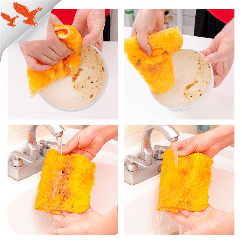 Ring green wood fiber dishwashing towels, independent packaging for kitchen use, lazy rags, scouring cloths are not easy to stain with oil dishcloths