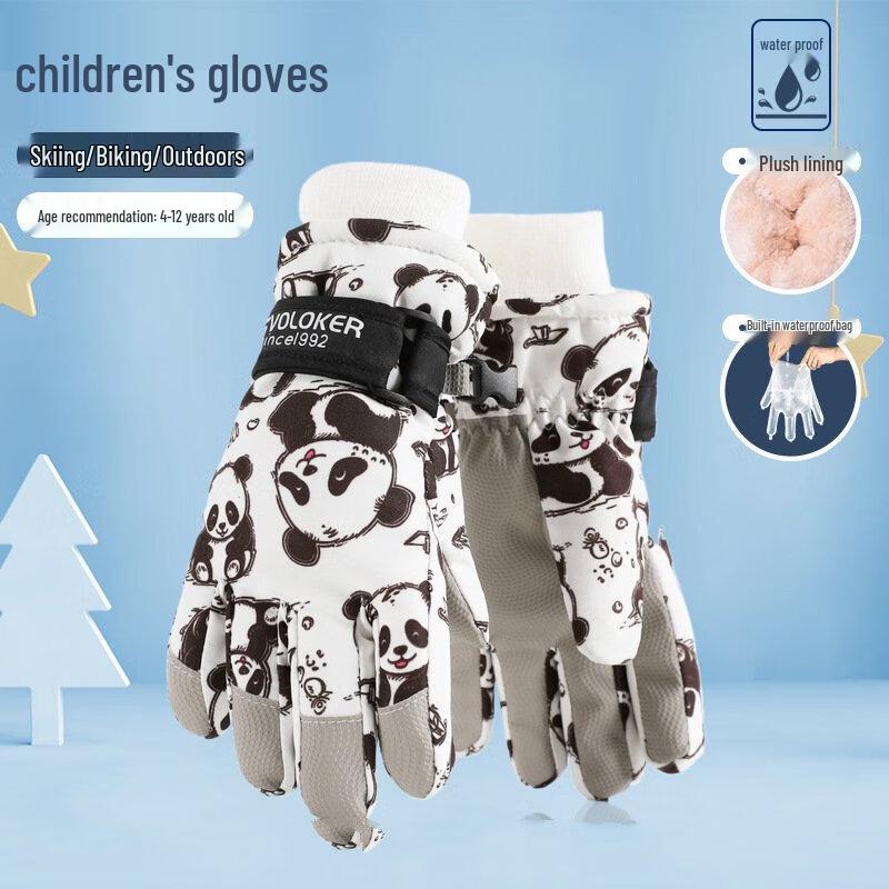 Children s Cartoon Panda Winter Ski Gloves