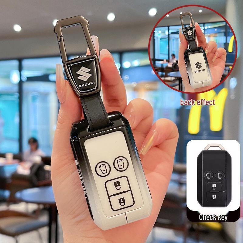 Metal Leather Keychain Shell for Suzuki Hustler, XL7, Solio, Mini Cars