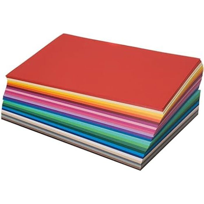 Papier cartonné - FOLIA - Lot de 100 feuilles - 130 g/m² - Assorties en 25 couleurs - A4 pour loisirs créatifs