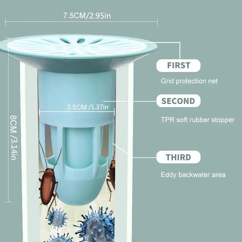 Shower Drain Stopper Bathroom Floor Drain Deodorant Core Kitchen Sink Drain Strainer Filter Hair Trap Plug Toilet Sewer Cover