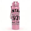 1PC Vintage 1970 Limited Edition Print 750ml Color Plastic Sports Water Bottle Leakproof Flip Straw Lid Suitable for Sports Office Home Use